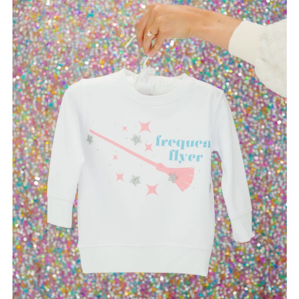 Judith March Mini Kid Girl's XL Pullover Sweatshirt Halloween Frequent Flyer